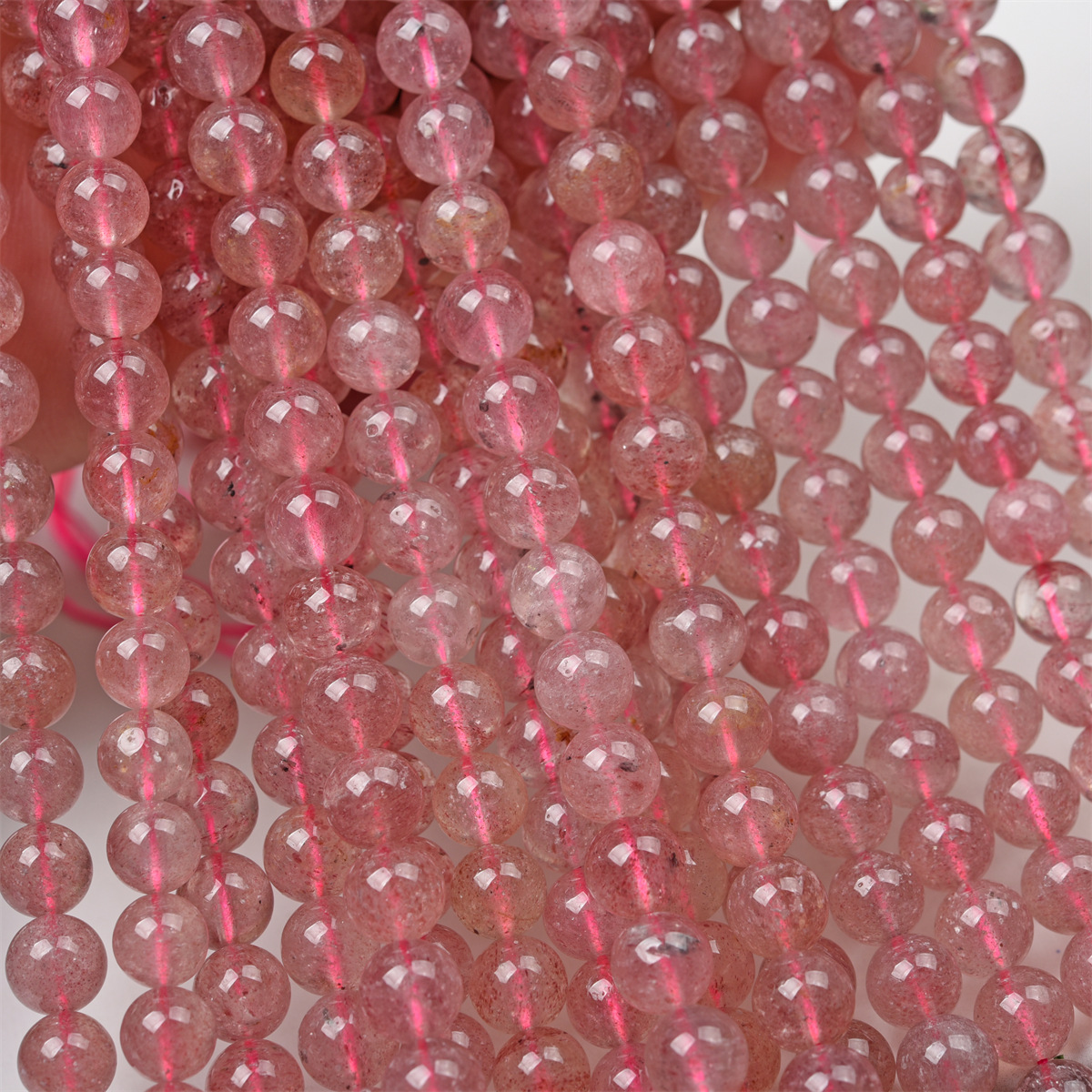 Wholesale Fuhong jewelry natural strawberry Crystal round beads loose beads diy bracelet jewelry accessories beaded semi-finished products