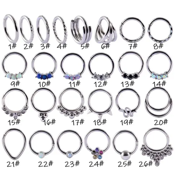 Wholesale 1 Piece Ear Cartilage Rings & Studs Fashion Solid Color 304 Stainless Steel G23 Titanium Synthetic Opal Rhinestones Zircon