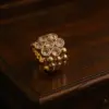 Wholesale Irregular Copper Ring For Women With Electroplated Gold Plating And Zircon Inlay, Available In Golden