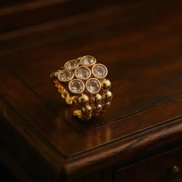 Wholesale Irregular Copper Ring For Women With Electroplated Gold Plating And Zircon Inlay, Available In Golden