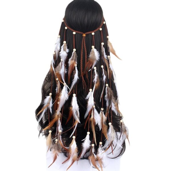 Wholesale Bohemian long feather headband feather hair accessories horse racing long shawl