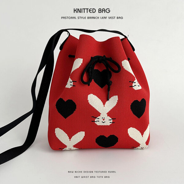 oly-115f4b96cc2185c79c0fe17f05bbfcf3 Wholesale Handbag Women's Japanese and Korean Style Ins Cyber Celebrity Knitted Wool Drawstring Lunch Box Bag Hand Tote Bag Bucket Bag