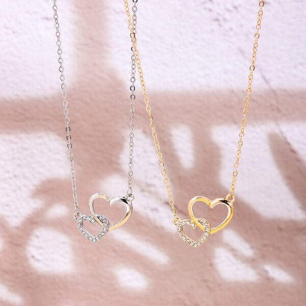 Wholesale 1 Fashion Double-ring Love Necklace Niche Advanced Design Simple Ladies Pendant Jewelry