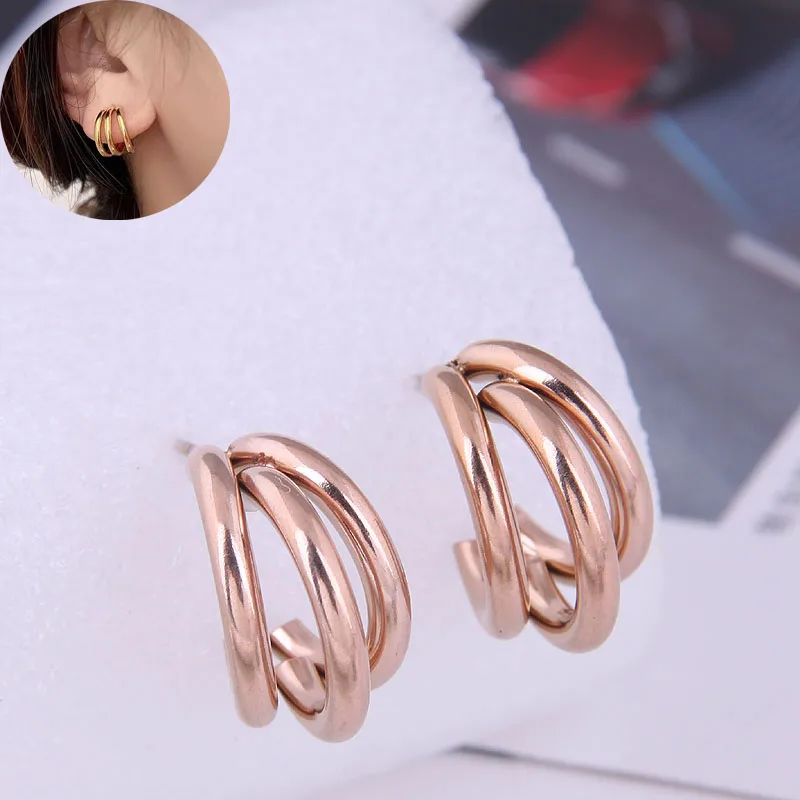 Wholesale 304 Stainless Steel Titanium Steel Circle Electroplated Golden Plated Fashion