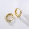 Wholesale 18K Gold Plated Copper Zircon Geometric Hoop Earrings