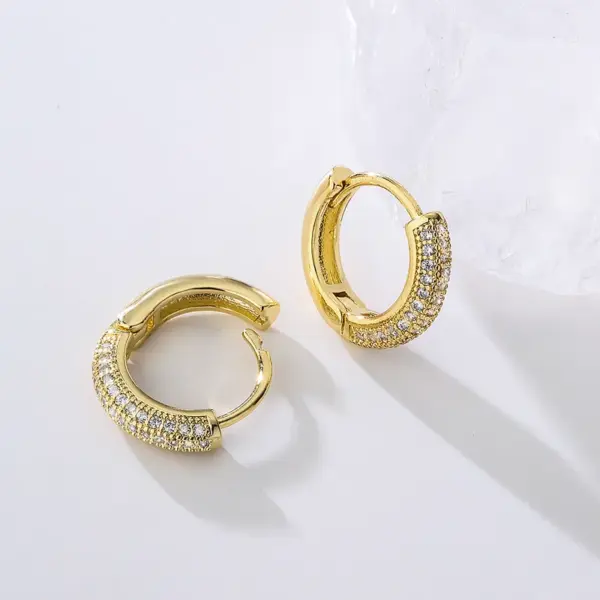 Wholesale 18K Gold Plated Copper Zircon Geometric Hoop Earrings