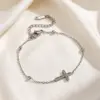 Wholesale Three-dimensional Geometric Bracelets For Women With 304 Stainless Steel Pendant And Glass Inlay Featuring O Chain