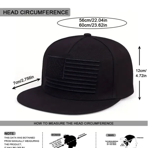 oly-118aaca1ca5197e232da93e3daa66428 Wholesale American Flag Hip-Hop Hat For Women With Flat Brim, Outdoor Style Featuring Embroidery On Polyester Material