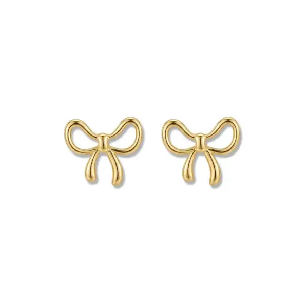 Wholesale Asymmetrical Bow Tie Stud Earrings For Women In 304 Stainless Steel With 18K Real Gold PVD Coated Plating And 0.03µm Thickness
