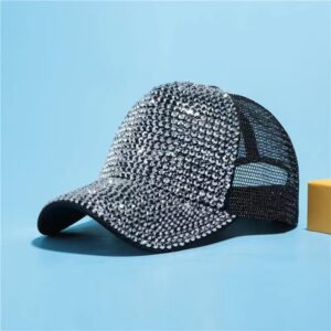 Black mesh hat silver diamond / Adjustable