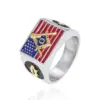 Wholesale Haiyi Alloy Ring American Flag Design Men's Glue Drip Ring Simple Style Jewelry Accessory Electroplated Craft
