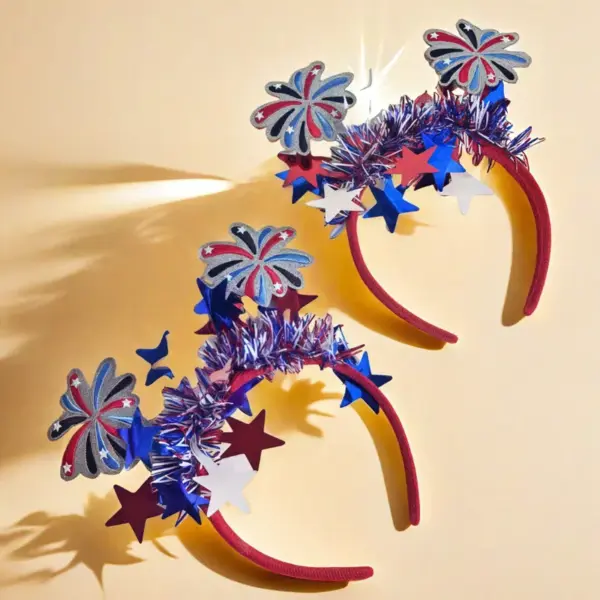 Wholesale 71st American Blue White Red Fireworks Headband Flag Party Decoration Headwear Unisex Rainbow