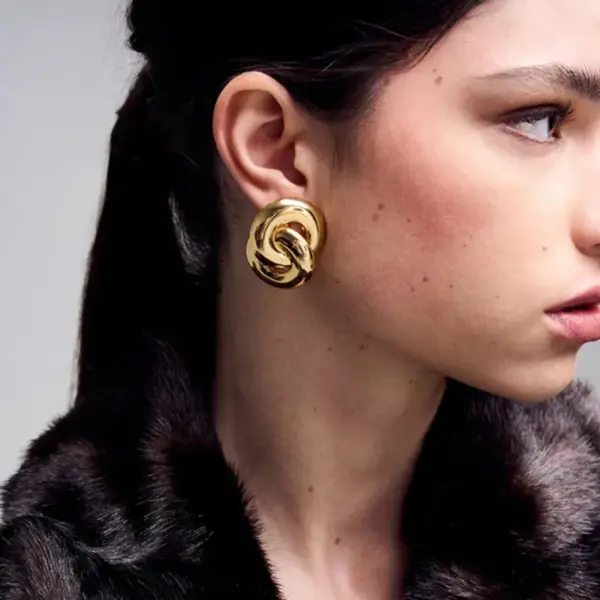 Wholesale 304 Stainless Steel Geometric PVD Coated 18K Real Gold Plated Retro Simple Style Classic Style Drop Earrings