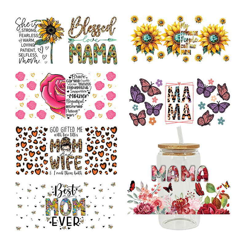 Wholesale UV transfer sticker glass crystal label Crystal sticker cross-border special sticker for 16oz glass cup 23cmX11cm