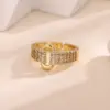 Wholesale Open Ring Copper Plated 18K Gold Zircon Geometric Unisex Ring Suitable For Men And Women