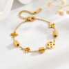 Wholesale Titanium steel 18k real gold electroplated bracelet, colorfast four-leaf clover necklace