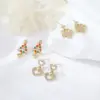 Wholesale Maple Leaf Stud Earrings For Women With 925 Sterling Silver Posts, Copper Base, 14K Real Gold Plated And Zircon Inlay