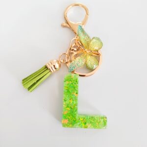 Green letter key chain pendant-L