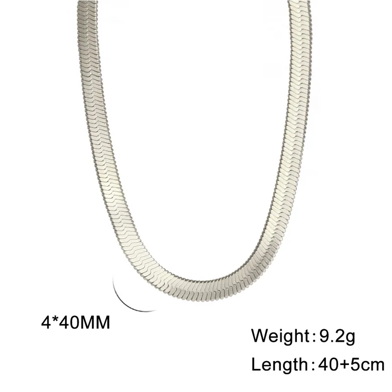 Wholesale Ion Plating (IP) 18K Gold Plated Chain Necklace 304 Stainless Steel IG Style Original Design Basic Waterproof Non Tarnish 304 Stainless Steel Lobster Trigger Clasp Closure Layered Necklaces Sweater Chain Long Necklace - Silver, 4mm Wide, 40 5cm Long