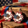 Wholesale Retro Rose Print Drop Earrings In White And Red Acrylic With 304 Stainless Steel Ear Pins For Women