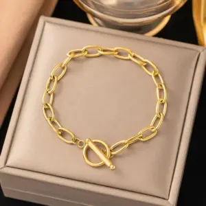 17 [Ae102] Cross Chain Bracelet / Gold