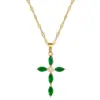 Wholesale Real Gold Plated 304 Stainless Steel PVD Coated Zircon Cross Waterproof Non Tarnish Simple Style Coffee Bean Chain Pendant Necklace For Unisex