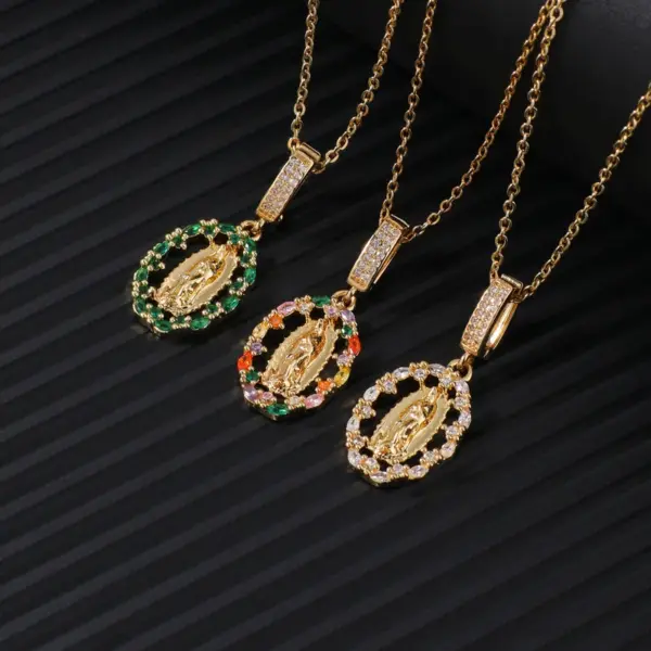 Wholesale Copper Human Vacuum Plating (Outside The Furnace) Zircon Unplated Precious Metal Pendant Necklace