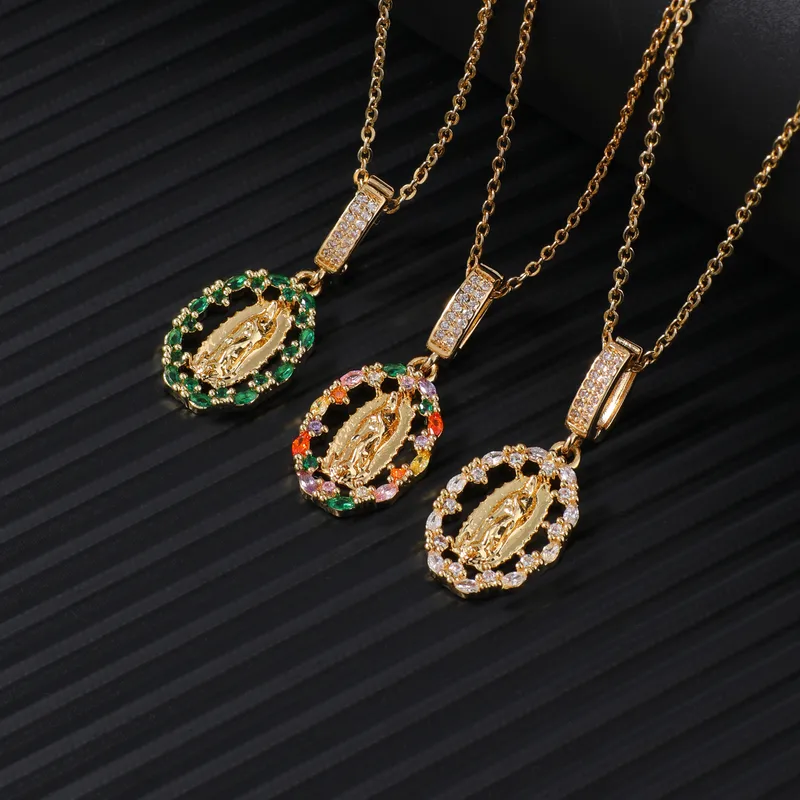 Wholesale Copper Human Vacuum Plating (Outside The Furnace) Zircon Unplated Precious Metal Pendant Necklace
