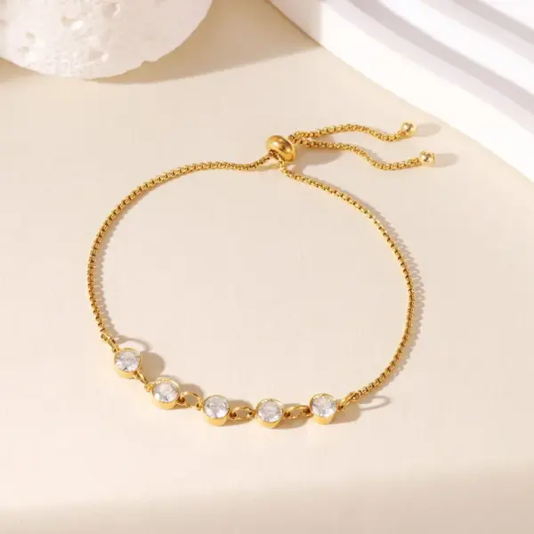 Wholesale Adjustable Drawstring Titanium Steel Bracelet Sparkling Zirconia Diamond Light Luxury Unique Personality New Style Jewelry