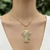 Wholesale Waterproof Non Tarnish Skull Pendant Necklace For Women In 18K Gold Plated Copper With Zircon Inlay And Snake Chain