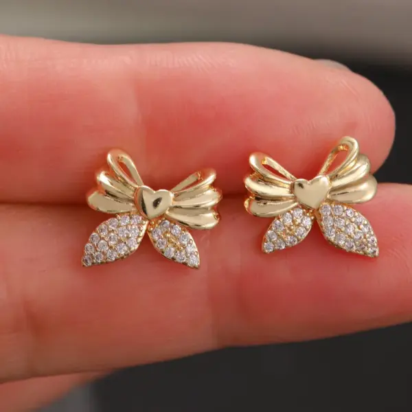 Wholesale Cute Bow Knot Copper Ear Studs