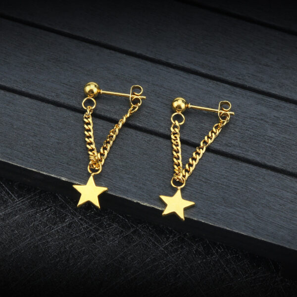 oly-123020895f51e798a5cbc803a32c1041 Wholesale best selling five-pointed star earrings simple fashion titanium steel tassel long pendant earrings earrings