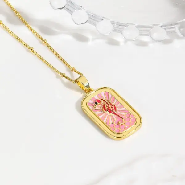 Wholesale Handmade Animal Pendant Necklace In Golden Plated Copper With Water Plating, Featuring Ball Chain For Sibling Suit
