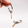 Wholesale 1 Pair Hip-Hop Exaggerated C Shape Lines Plating Brass 24K Gold Plated Bullet Backs Hoop Earrings