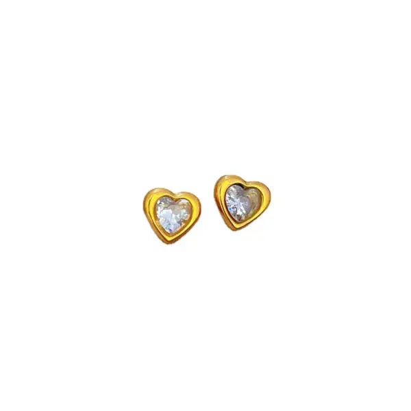 Wholesale PVD Coated Real Gold Plated Heart Shape Titanium Steel Simple Style Waterproof Non Tarnish Ear Studs