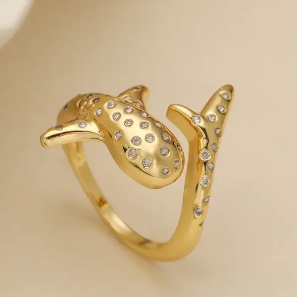Wholesale Jewelry Simple Style Commute Shell Fish Copper Zircon Inlay Open Rings