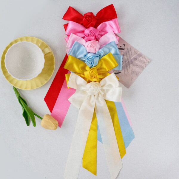 oly-1259feaa8fbee2049be17c0f9657b4c3 Wholesale Solid Color Polyester Ribbon Bow Hairpin Valentine's Day Handmade Rose Sweet Ribbon Fabric Duckbill Clip