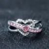 Wholesale Double Heart Shaped Ring Elegant Simple Luxury Geometric Pattern Copper Material Jewelry Ring For Women