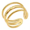 Wholesale PVD Coated Real Gold Plated 18K Gold Geometric 304 Stainless Steel Simple Style Waterproof Non Tarnish Open Rings