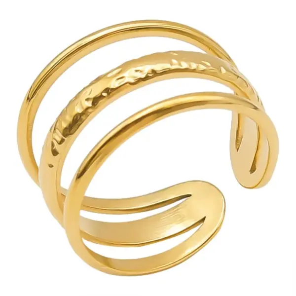 Wholesale PVD Coated Real Gold Plated 18K Gold Geometric 304 Stainless Steel Simple Style Waterproof Non Tarnish Open Rings
