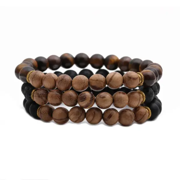 Wholesale Vacation Simple Style Geometric Tiger Eye Beaded Bracelets In Bulk