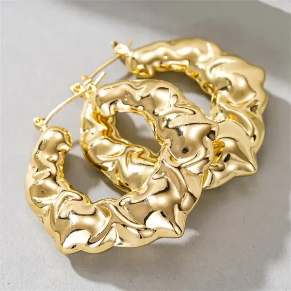 Wholesale Three-dimensional Geometric Earrings For Women In Copper With KC Golden Plated Water Plating And 0.03µm Thickness