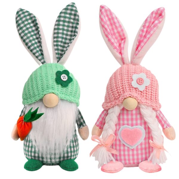oly-128ec4c62058b78eca7d9c0b44d5f25f Wholesale Easter faceless doll checkered rabbit ears desktop decoration rabbit holiday decorations