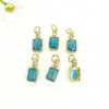 Wholesale 18K Gold Plated Copper Color Retention Rectangular Colorful Zircon Twelve Constellation Stone Pendant DIY Jewelry Hanging Water Plated Imitation Gold Geometric