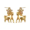 Wholesale Star Stud Earrings For Women In 925 Sterling Silver With Zircon Inlay, Available In Golden