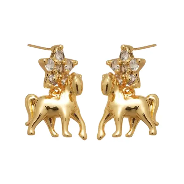 Wholesale Star Stud Earrings For Women In 925 Sterling Silver With Zircon Inlay, Available In Golden