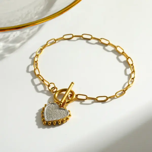 Wholesale Round Rock Style Jewelry Set For Independence Day, 304 Stainless Steel With 18K Gold Plated 0.03µm, Box Chain