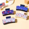 Wholesale National Flag Hair Claw For Women In White PU Leather, Perfect Hairpin Accessory For Independence Day