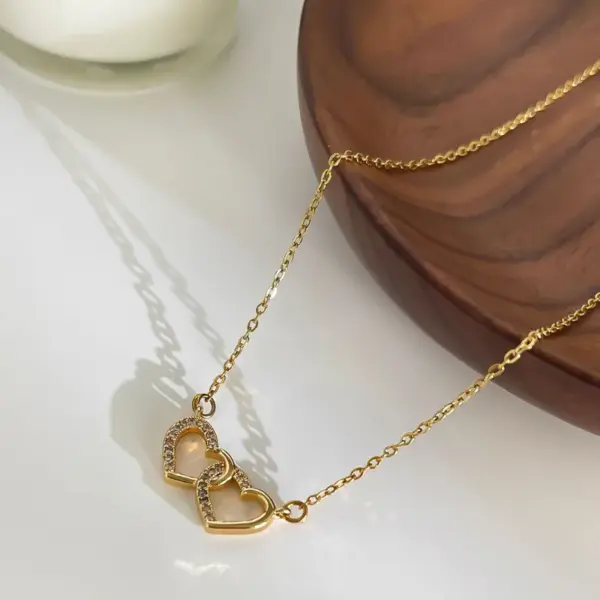 Wholesale Real Gold Plated 316L Stainless Steel PVD Coated Heart Shape Waterproof Non Tarnish Surgical Steel Simple Style Cable Chain Pendant Necklace For Women's