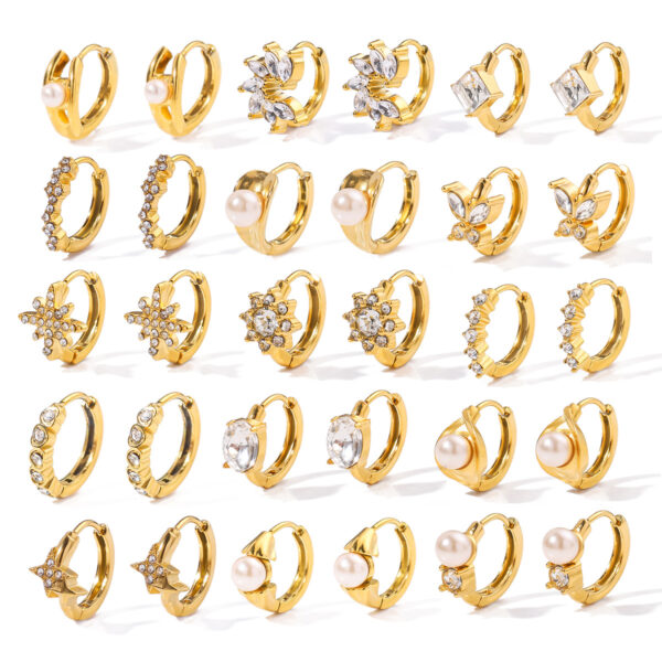 oly-12b1706adffaede0fe80a37c59a9c287 Wholesale Ig Simple Stainless Steel 18K Gold-Plated Flower Inlaid with Diamonds and Pearl Earrings for Women Accessible Luxury High-End Earrings